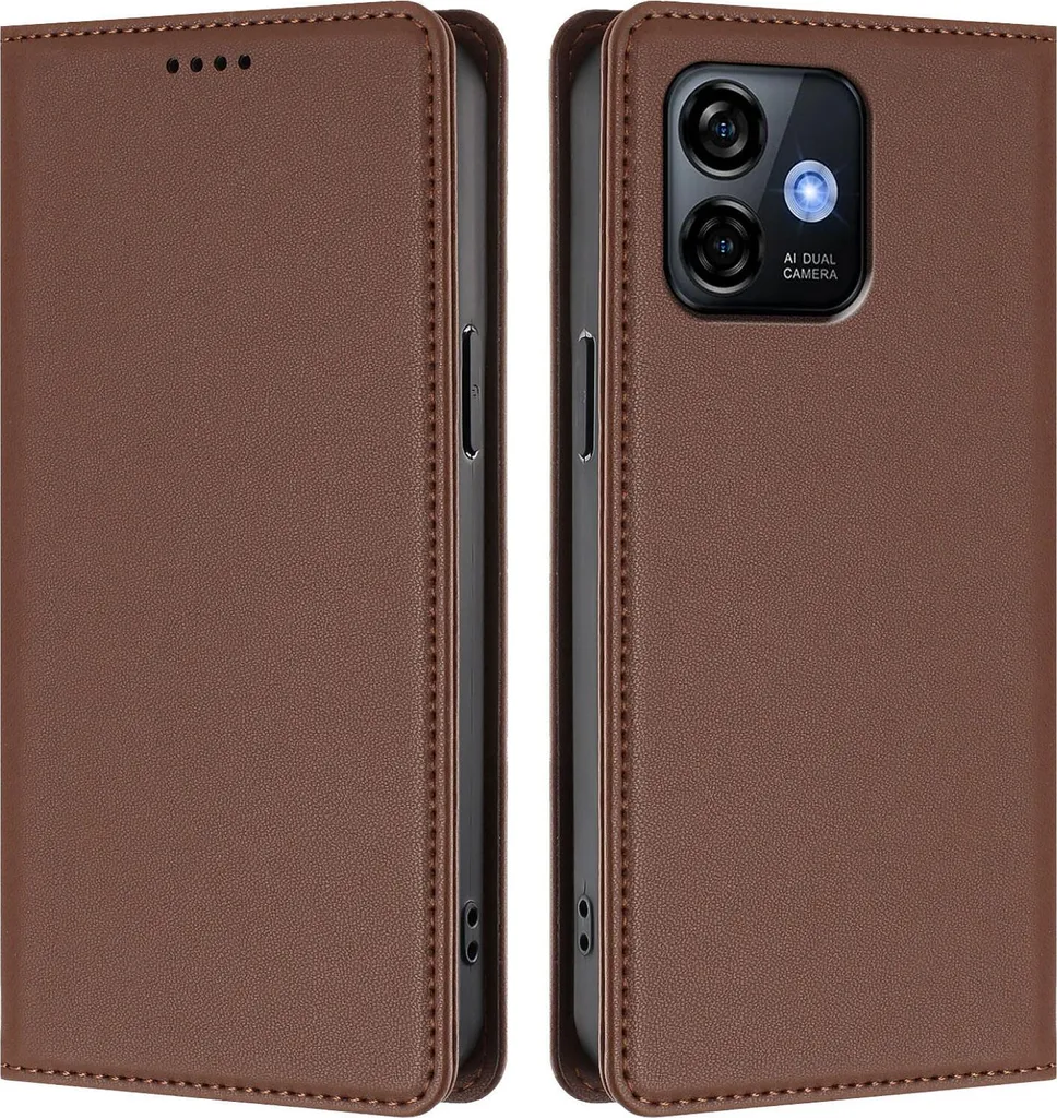 Cover Portafoglio Ulefone Note 16 Pro - Elegante Pelle Brown con Stand