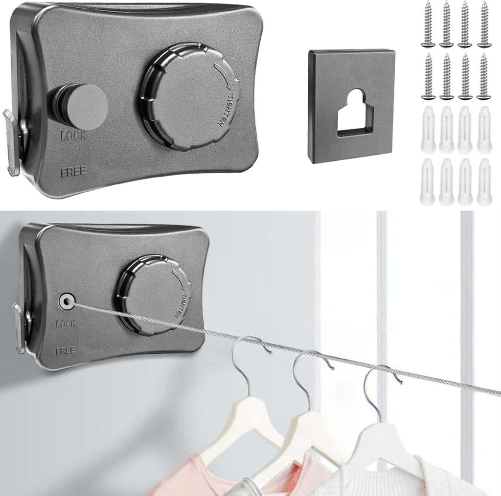 Uittrekbare Wäscheleine - Anti-Durchhang-Design - 5,1 Meter - Rostfreies Stahl