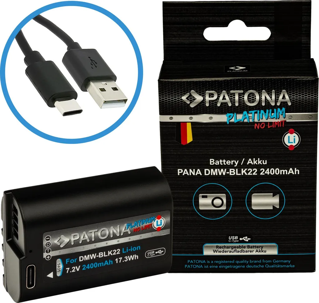 Batterie DMW-BLK22 PATONA Platinum USB-C : Performance et Charge Rapide