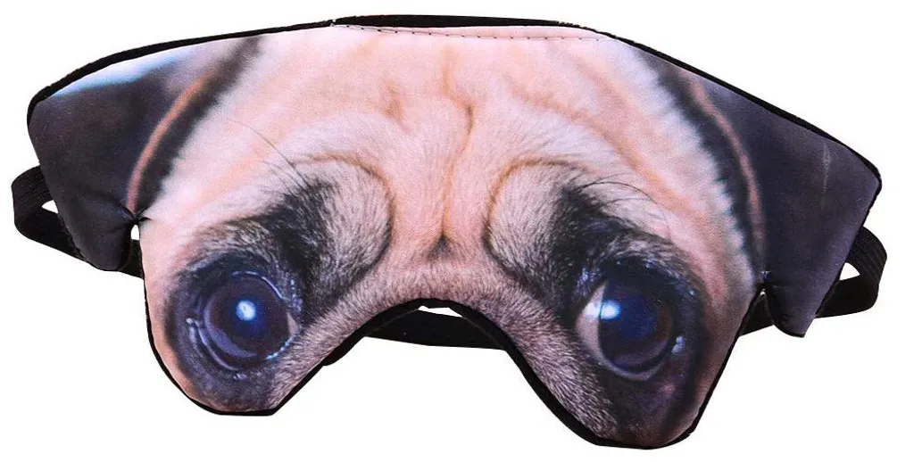 Masque de sommeil anti-lumière motif carlin contre la fatigue