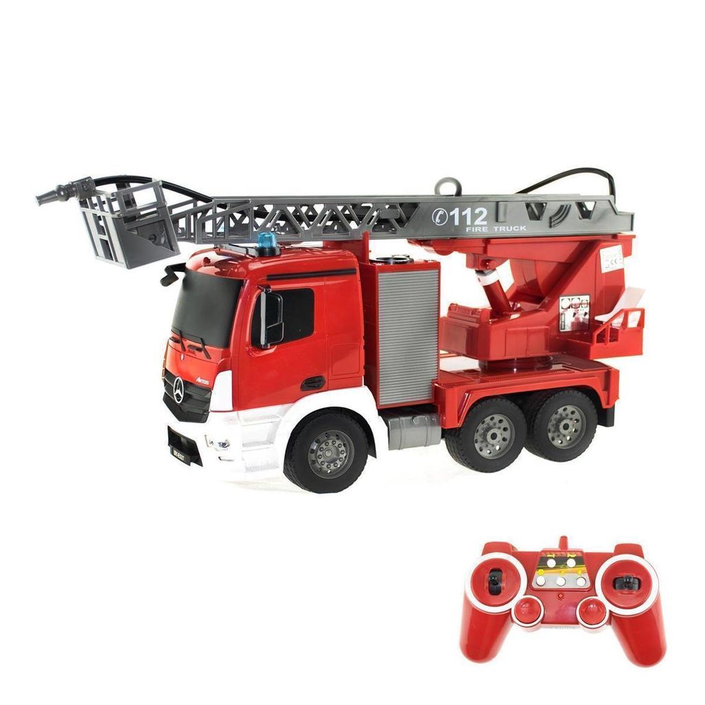 RC 2,4 Ghz Feuerwehrauto MERCEDES-BENZ ANTOS Wasserspritze Drehleiter Lastwagen 