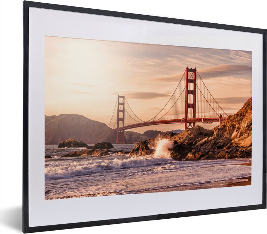 MuchoWow® MuchoWow® Gerahmtes Poster Golden Gate Bridge mit Produktbild 