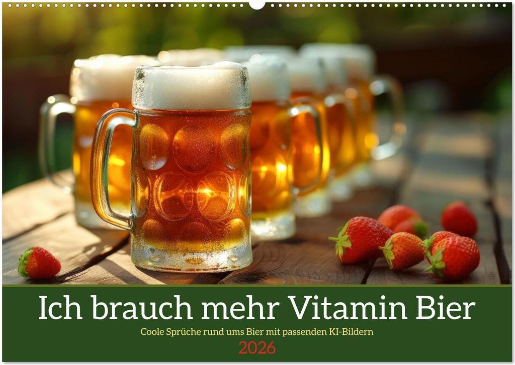 Ich brauch mehr Vitamin Bier (Wandkalender 2026 DIN A2 quer), CALVENDO Monatskalender