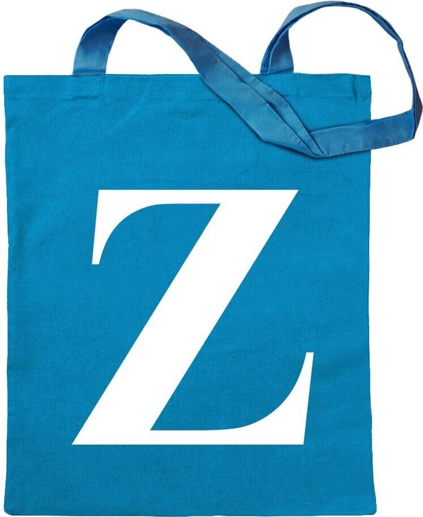 Kiwistar Buchstabe Z - Alphabet Tragetasche Baumwolltasche Stoffbeutel Umhängetasche langer Henkel