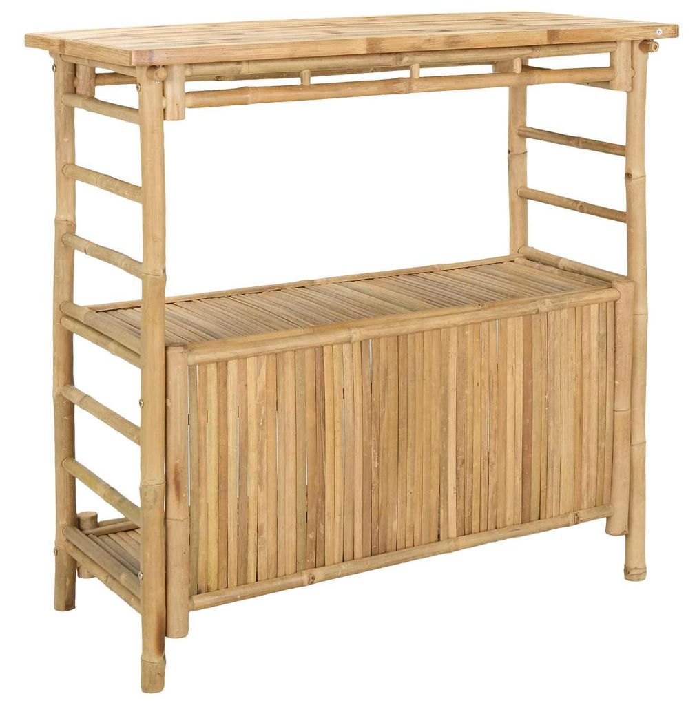 Outdoor Bartisch mit Speicher Natur 110 x 50 x 105 cm Bambus