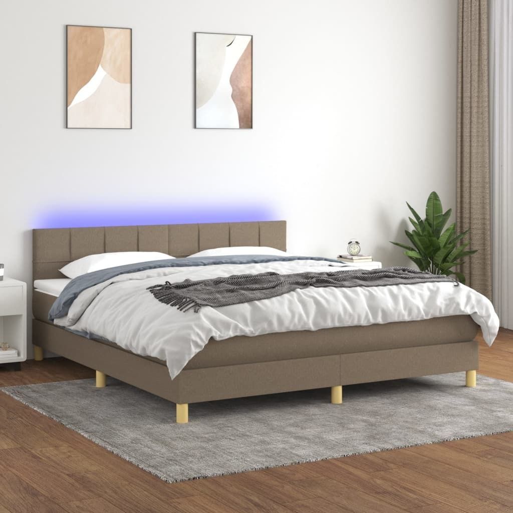Maison Exclusive - Boxspringbett mit Matratze & LED Taupe 180x200 cm Stoff