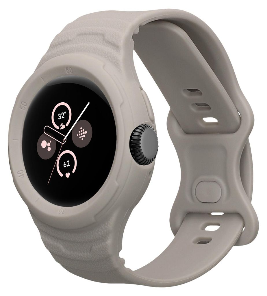 kwmobile Sportarmband kompatibel mit Google Pixel Watch 2 / Pixel Watch 1 - Armband TPU Silikon für Fitnesstracker - mit Schutz Bumper Grau