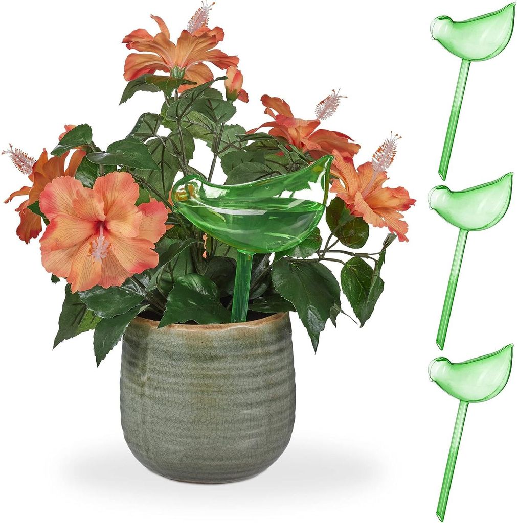 Wassertropfer - Set von 4 - Vogel - Bewässerungssystem für Zimmerpflanzen - 200 ml - grün