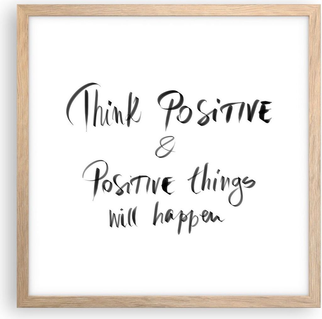 Gerahmtes Poster - Rahmen in heller Eiche - Motto Gedanke positiv - 40x40 cm - Wand Bild - Wanddeko - Wandbilder - Wandposter - Bilderrahmen - Bild...