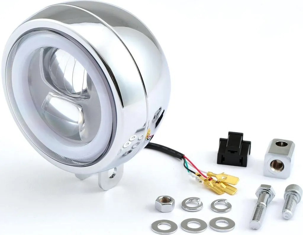 Phare principal LED DAYTONA Ø 120 mm chrome pour moto custom et vintage