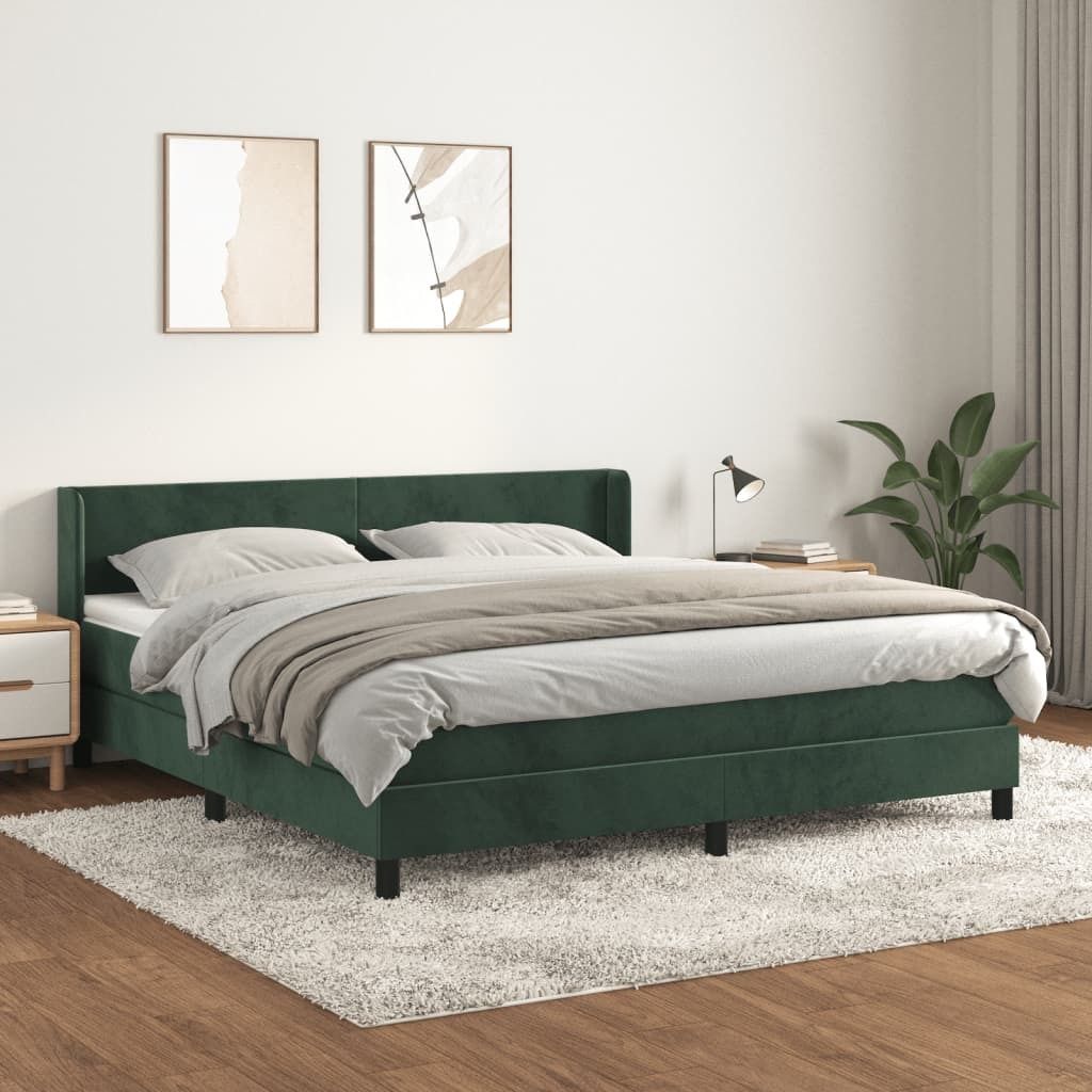 Maison Exclusive - Boxspringbett mit Matratze Dunkelgrün 180x200 cm Samt