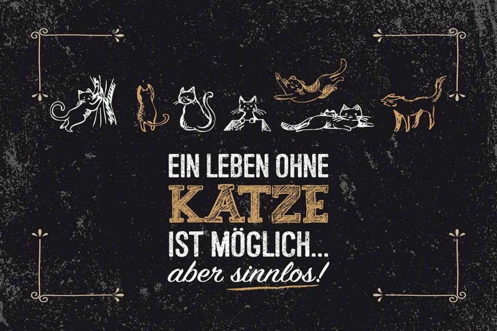 vianmo Holzschild 12x18 cm Katze Ein Leben ohne Katze möglich