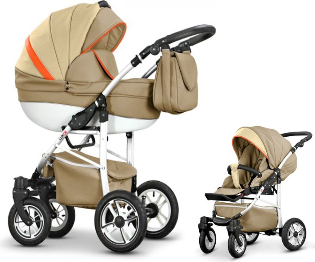 Kinderwagen-Set Craft Eco 2 in 1 in Beige-Sand-Orange - 13 Teile - in 16 Farben erhältlich