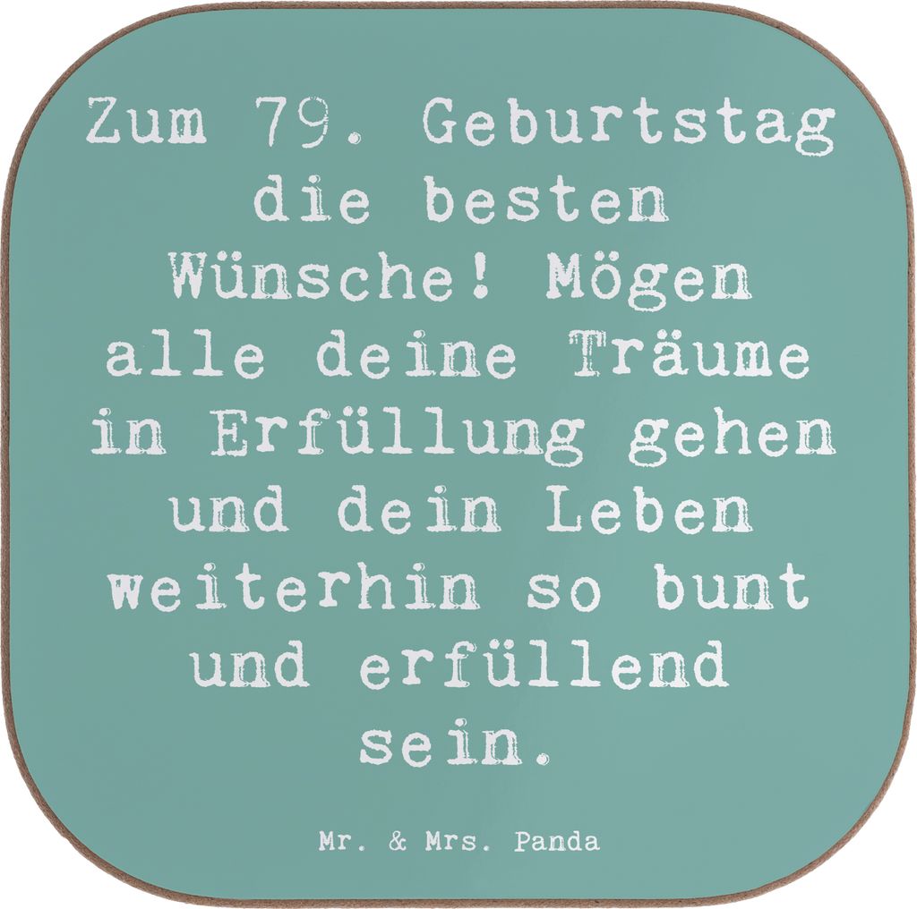 Mr. & Mrs. Panda Tassenuntersetzer Spruch 79. Geburtstag - Produktbild 