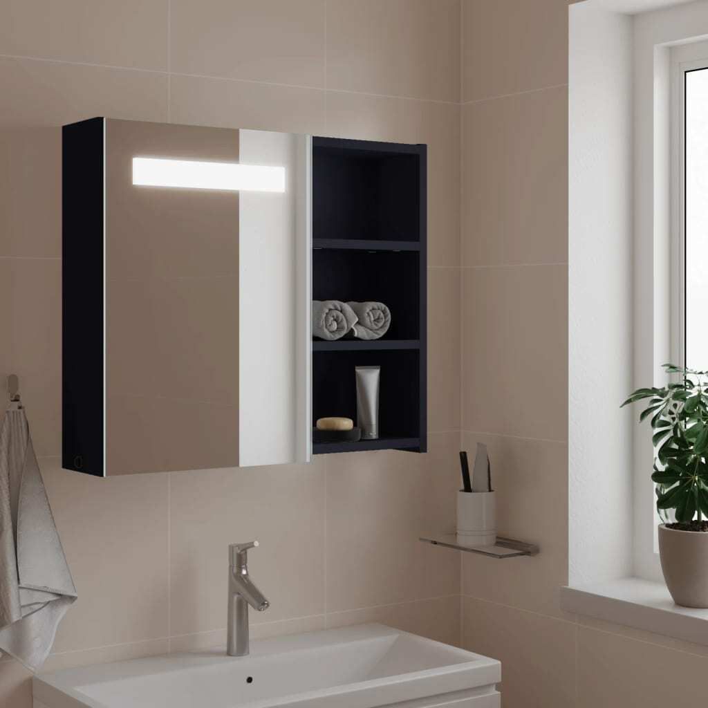 ZMH Spiegelschrank mit LED-Beleuchtung Grau 60x13x52 cm Produktbild 