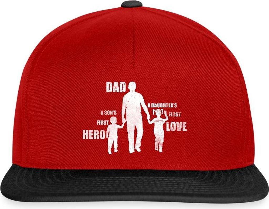 Spreadshirt Vater Sohn Tochter Vatertag Geburtstag Snapback Cap, One size, Rot/Schwarz