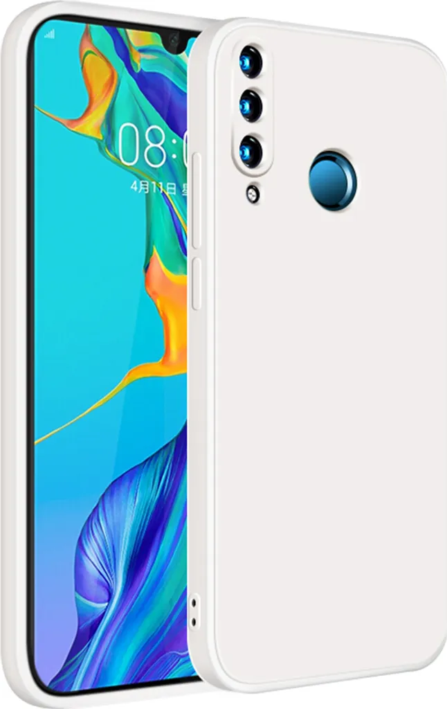 Custodia per Huawei P30 Lite Morbido silicone liquido, custodia in gomma antiurto Bianco