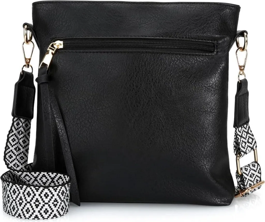 Sacoche crossbody femme multi-poches en simili cuir noir chic dobsechs