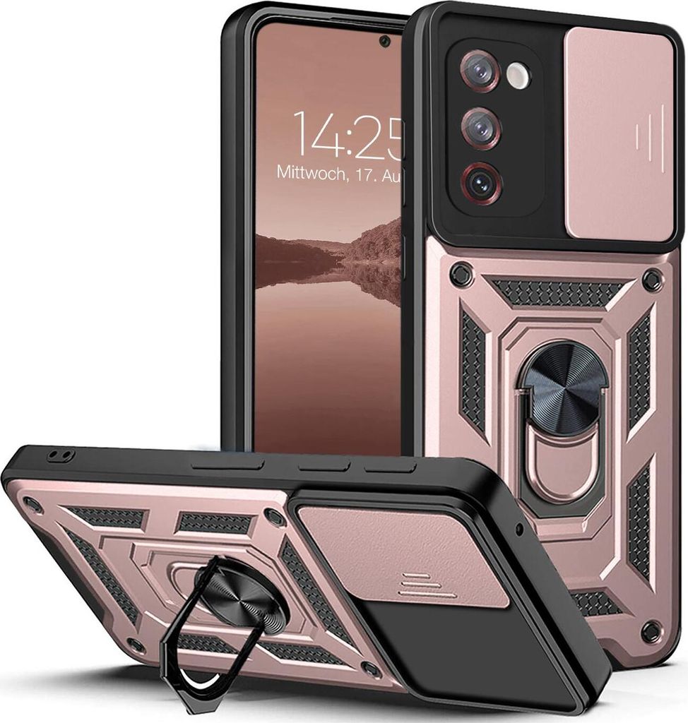 Armor Handyhülle für Samsung Galaxy S20 FE Kameraschutz Handy Panzer Case Cover Schutzhülle Outdoor Farbe: Rosegold