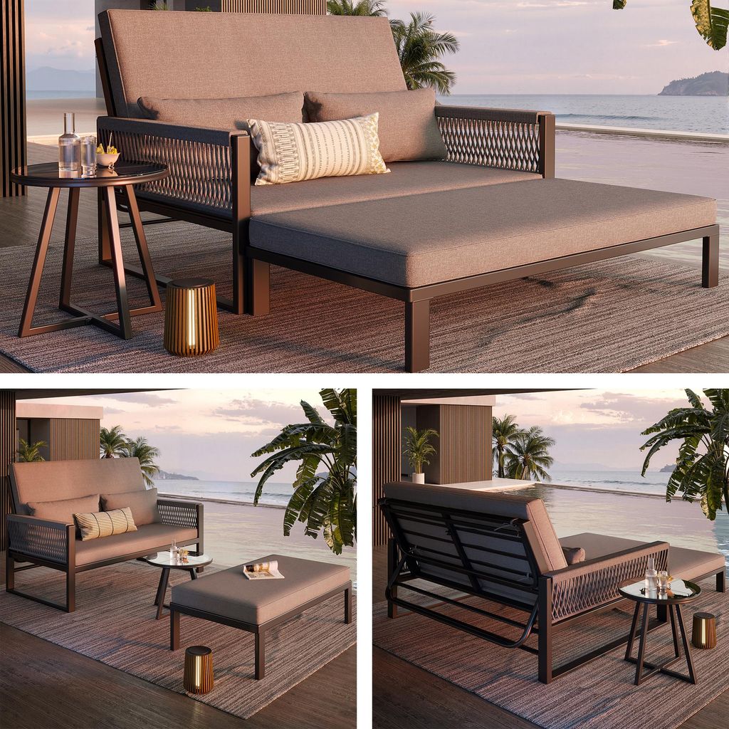 Outdoor Lounge Set aus Gartenliege und Sofa, geflochtene Produktbild 