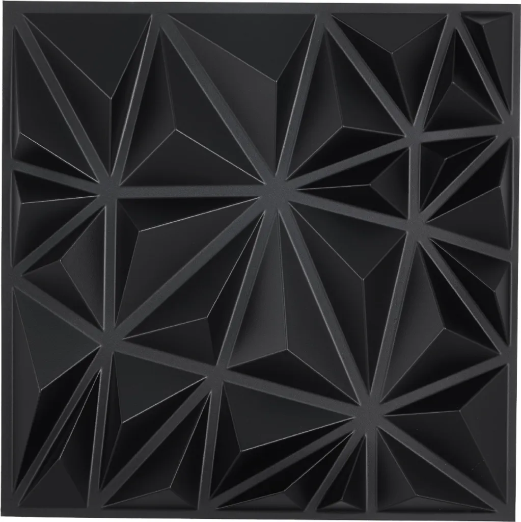 Dalle Murale 3D en PVC Noir Mat Revêtement Design pour Intérieur