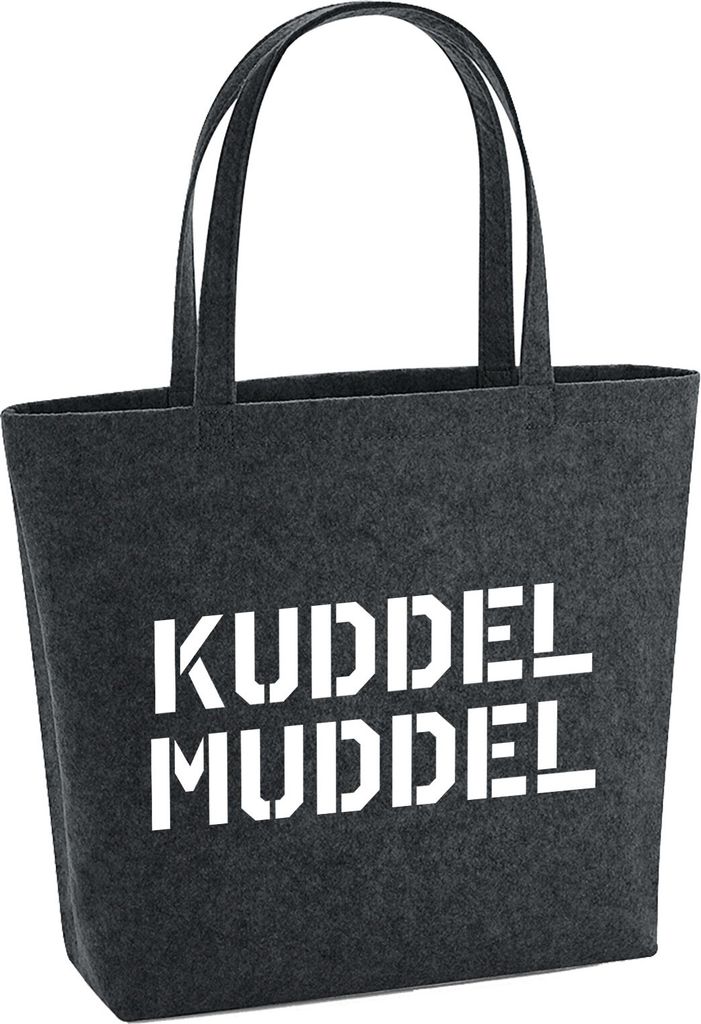 Huuraa Filzshopper Kuddelmuddel Schriftzug 22 Liter Charcoal Melange Filztasche Geschenkidee