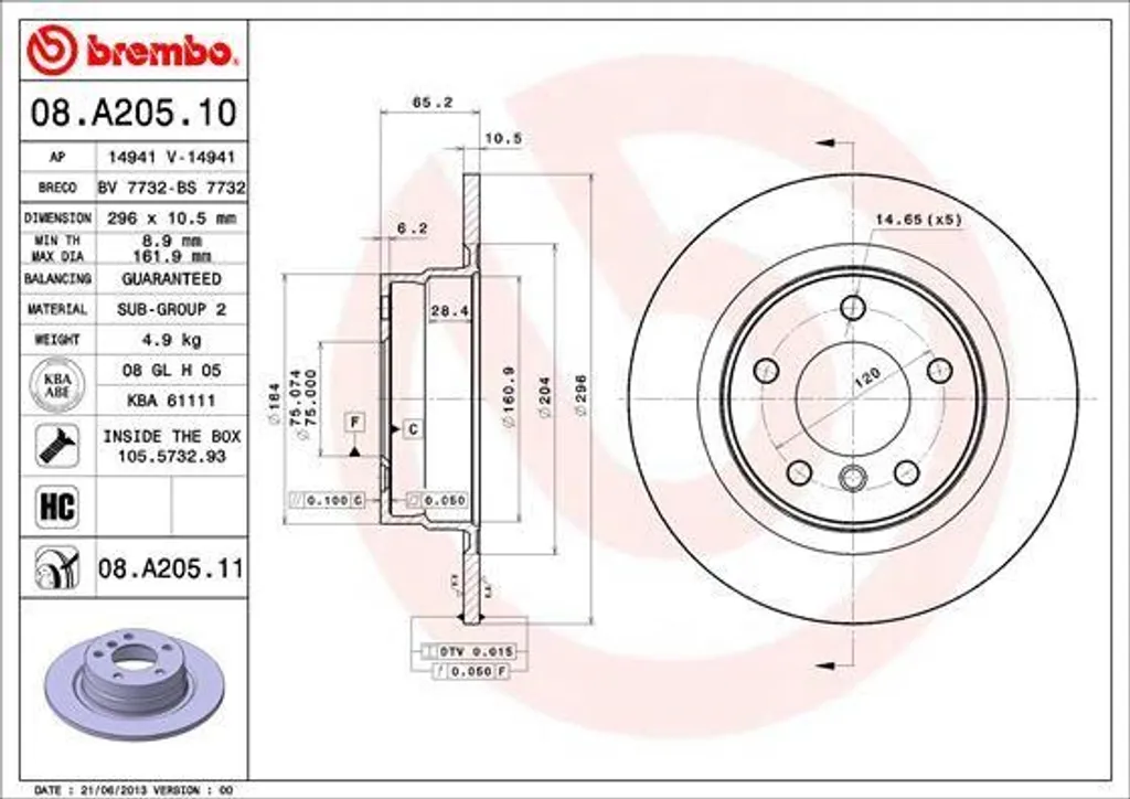 Disque de frein arrière haute performance pour BMW Série 3 E92 et E91