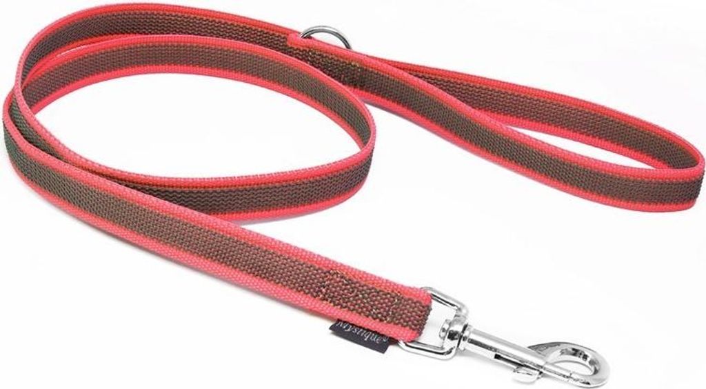 Mystique Gummierte Leine 20mm mit Handschlaufe Standard Karabiner neon pink 1,2m