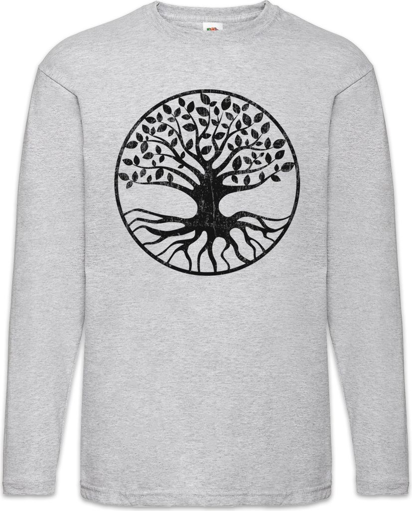Urban Backwoods Yggdrasil V, Langarm T-Shirt, Farbe: Hellgrau, Größe: 4XL