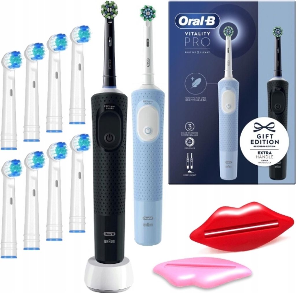 Oral-B | Elektrische Zahnbürsten - Vitality Pro D103 - Schwarz und Blau - 3 Reinigungsmodi - 7600 Bewegungen/Minute