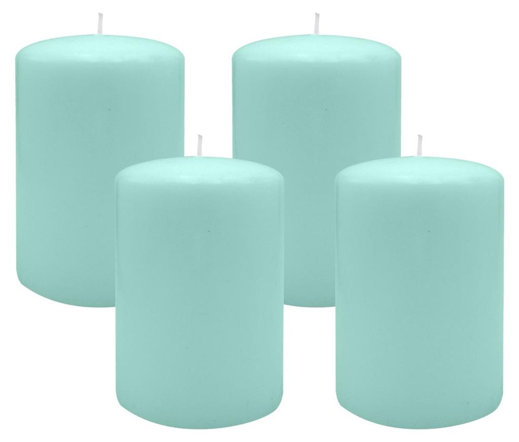 Flachkopf-Stumpenkerzen Türkis 100 x Ø 60 mm, 4 Stück