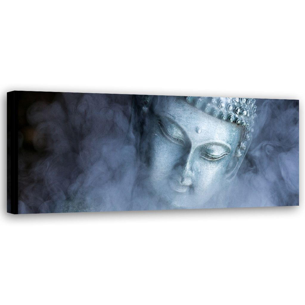 Leinwandbild Buddha-Statue Feng Shui 150x50 Feeby Grau bild für die wand bereit zum aufhängen