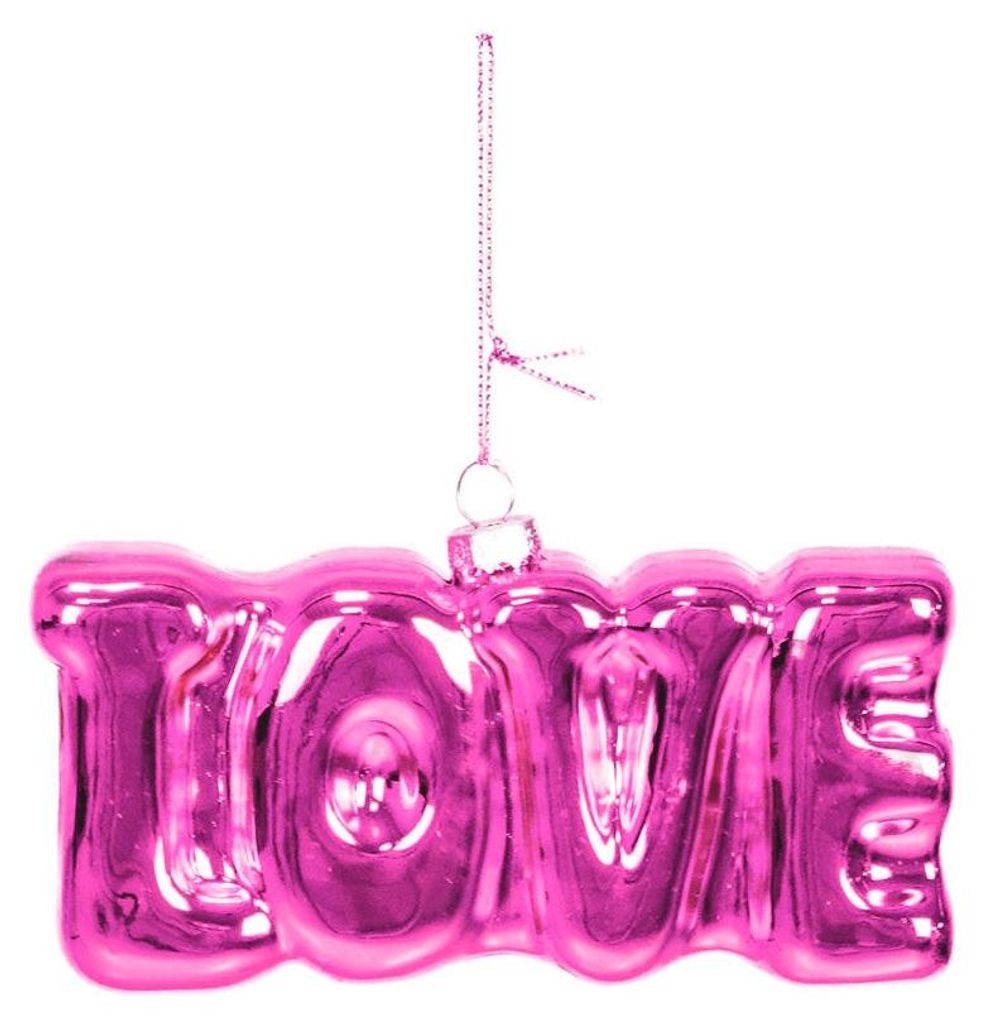 Adorno navideño – Colgante – Amor – Rosa – Vidrio – 4,5 x Imagen del producto 