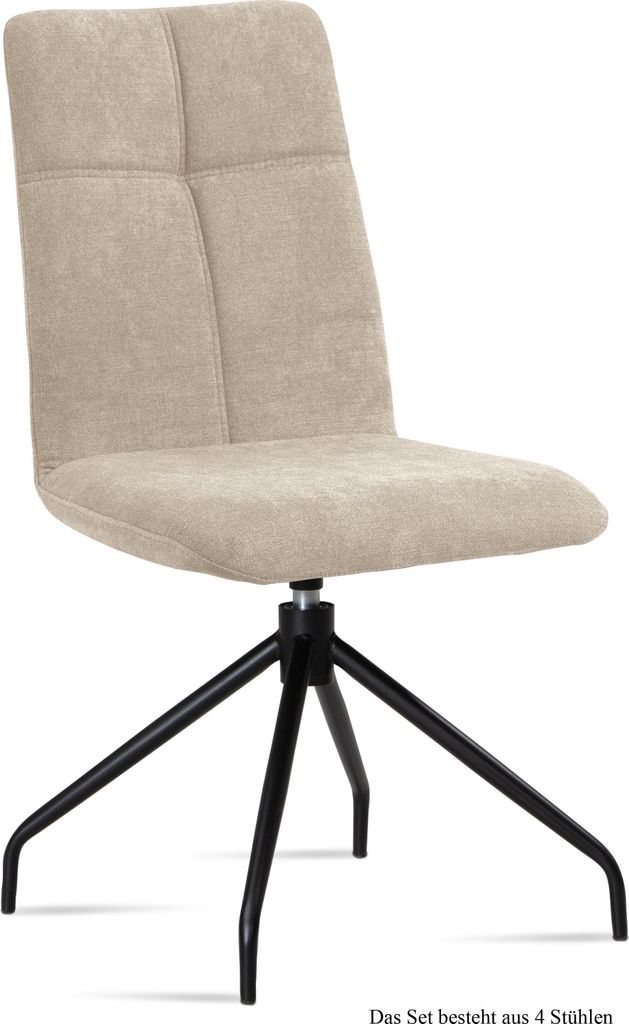 Esszimmerstuhl drehbar (4er-Set) Dniren 47x92x60 Schwarz/Natur