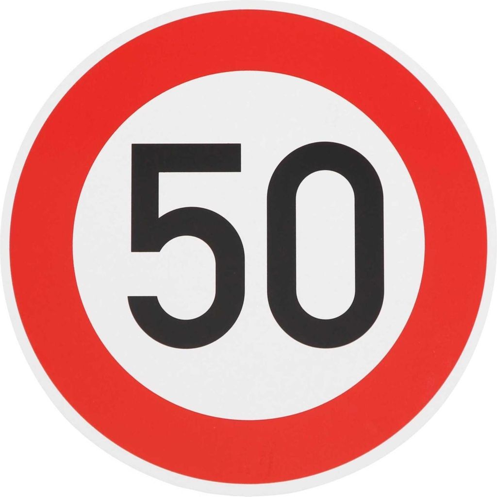 ORIGINAL VERKEHRSSCHILD 50 KM/H Schild DN 60 cm Nr. 274-50 nach StVO und RAL-Gütebedingungen Geburtstagsgeschenk Verkehrszeichen 600mm Geburtstags...