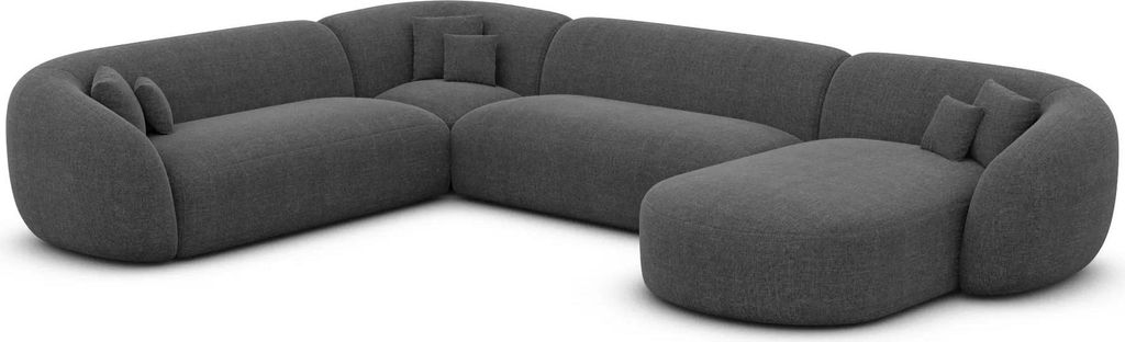 Strukturstoff U-Form XXL Wohnlandschaft Gaia Anthrazit Rechts
