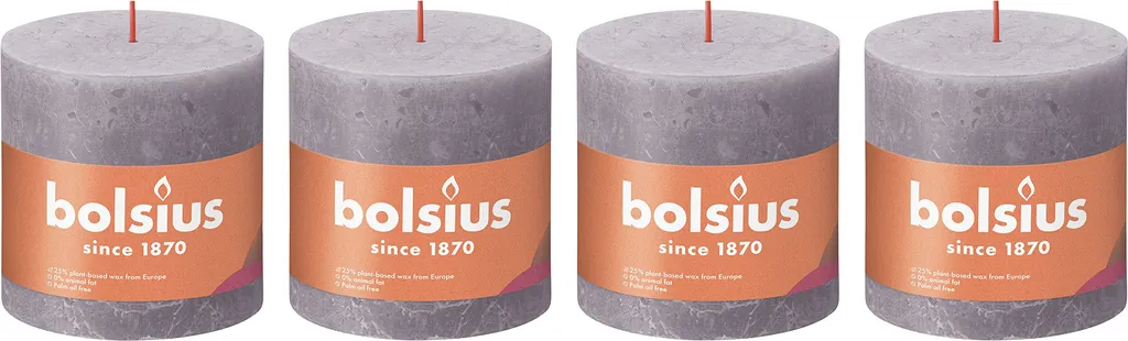 Bougies chauffe-plat géantes rustiques coloris lavande - Lot de 4 pièces