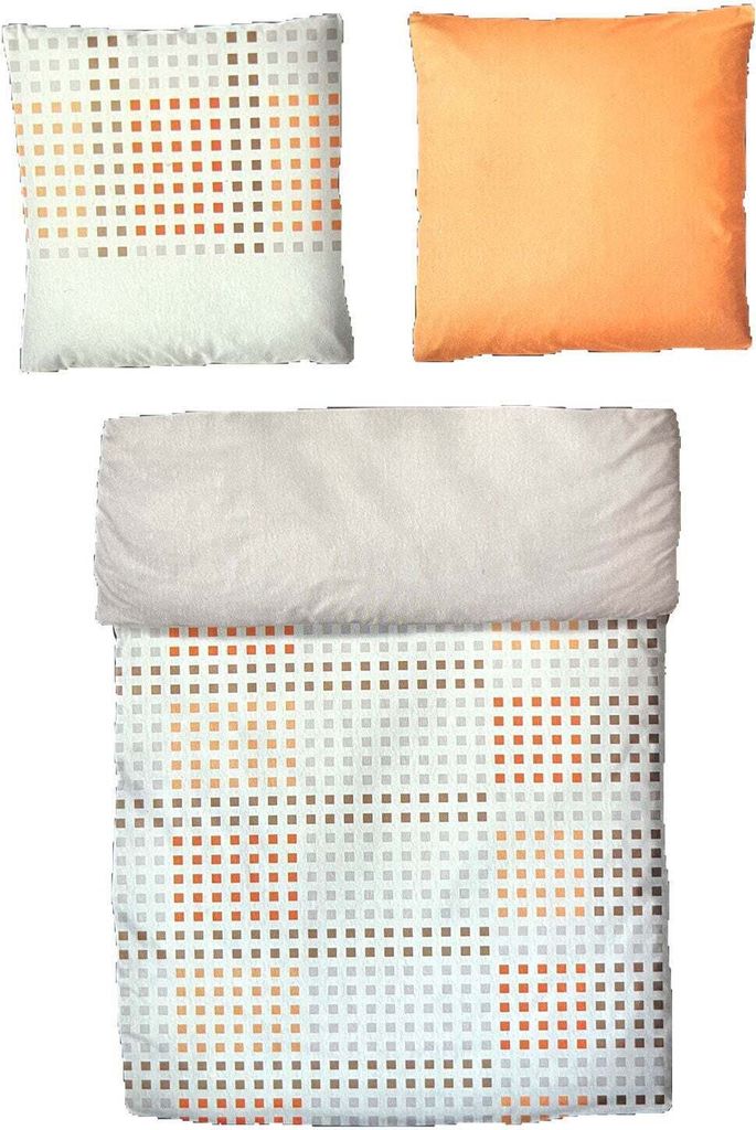 Baumwolle Satin Bettwäsche punkte orange weiß 155x220 80x80: 2 tlg.
