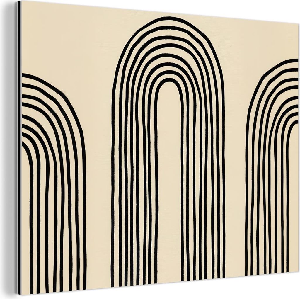 MuchoWow Wanddekoration Metall Metallbild Wandkunst 40x30 cm Bogenformen - Schwarz - Schlank MuchoWow Aluminium Gemälde - Dekoration Wohnzimmer