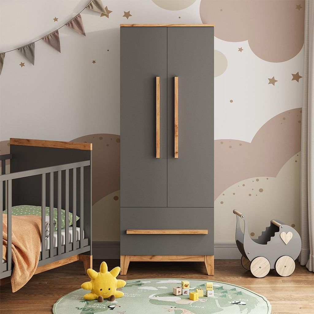 Vitalispa Kinderkleiderschrank Malia, 70 x 186.8 cm, Grau/Artisan