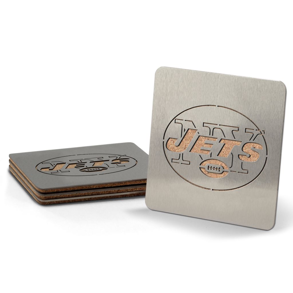 NFL New York Jets NY 4er Set Untersetzer Coaster Set Edelstahl Kork Boaster