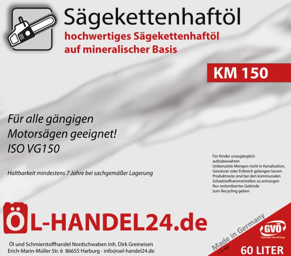 5 Liter ASPEN mineralisches Kettenöl Sägeketten-Haftöl Sägekette Kettensäge  : : Garten