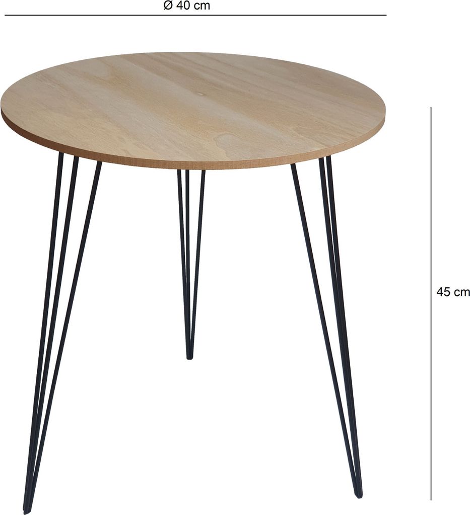Beistelltisch Couchtisch rund Holz Metall Tisch Nachttisch Produktbild 4