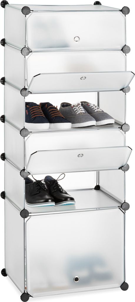Scaffale per scarpe Relaxdays in plastica, sistema a 6 Immagine del prodotto 