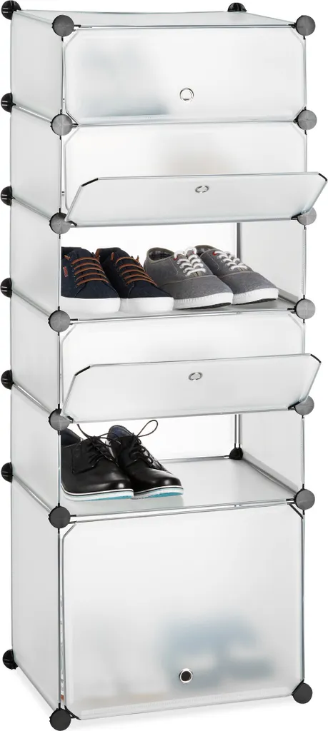 Relaxdays Étagère à chaussures plastique avec 6 compartiments modulables