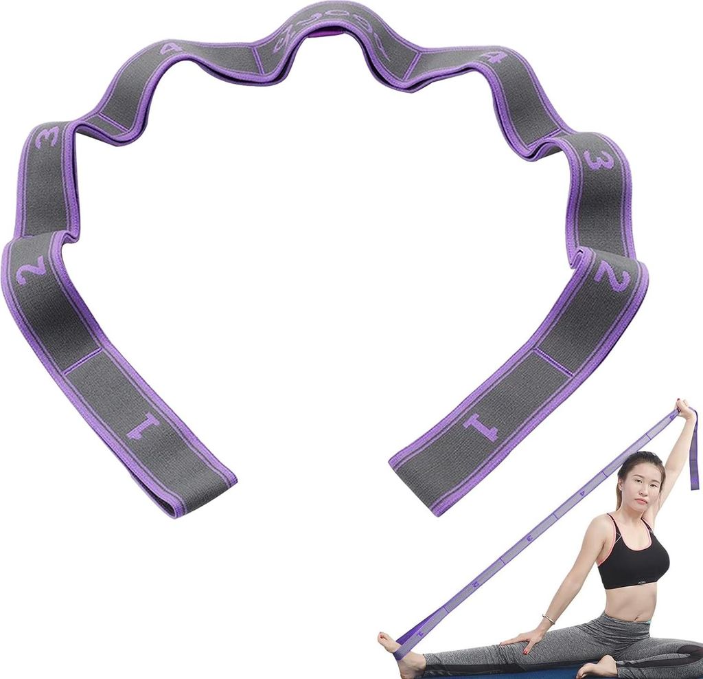 Yoga Stretch Gurt, Stretch Band Gymnastikband mit 9 Schleifen, Fitnessbänder, Hochelastischer Gymnastikband Stretch Gurt Yoga Zubehör