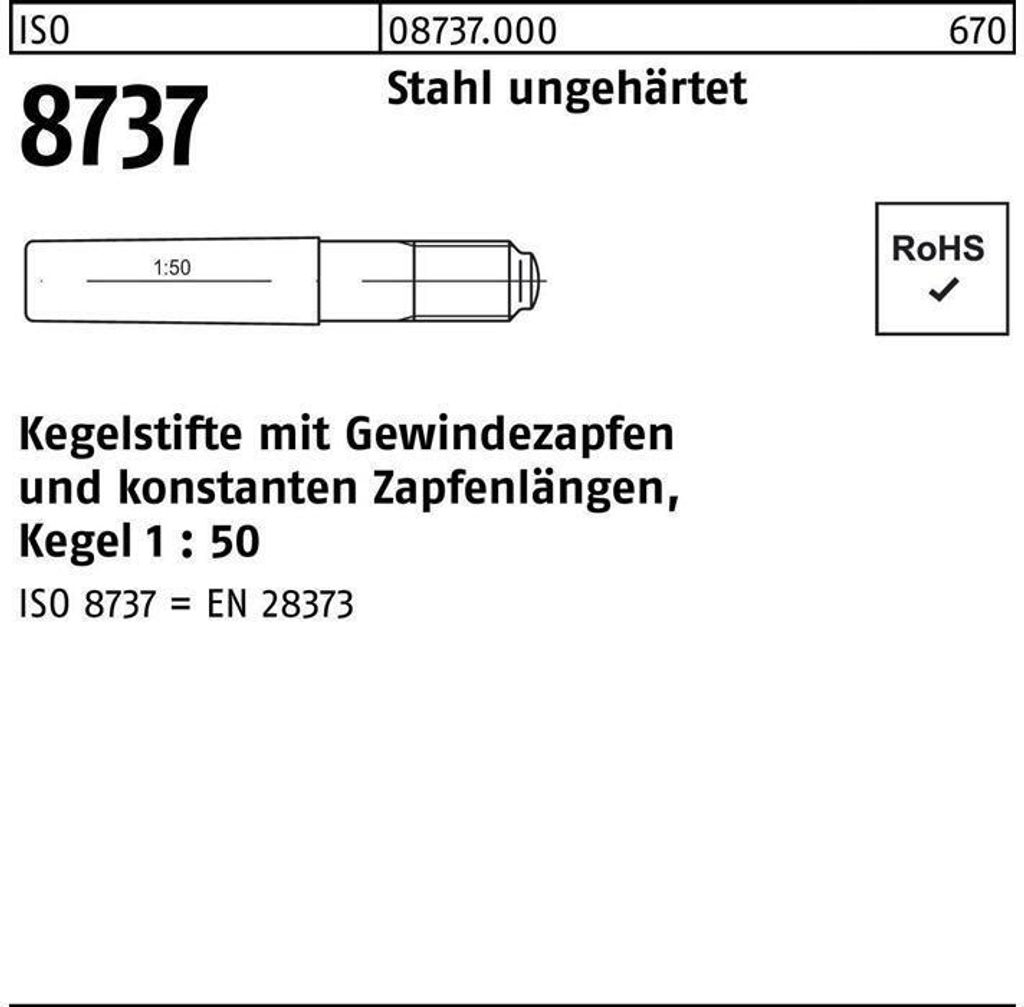 Reyher Kegelstifte ISO 8737 9S20K 6 x 50 (25 Stück)