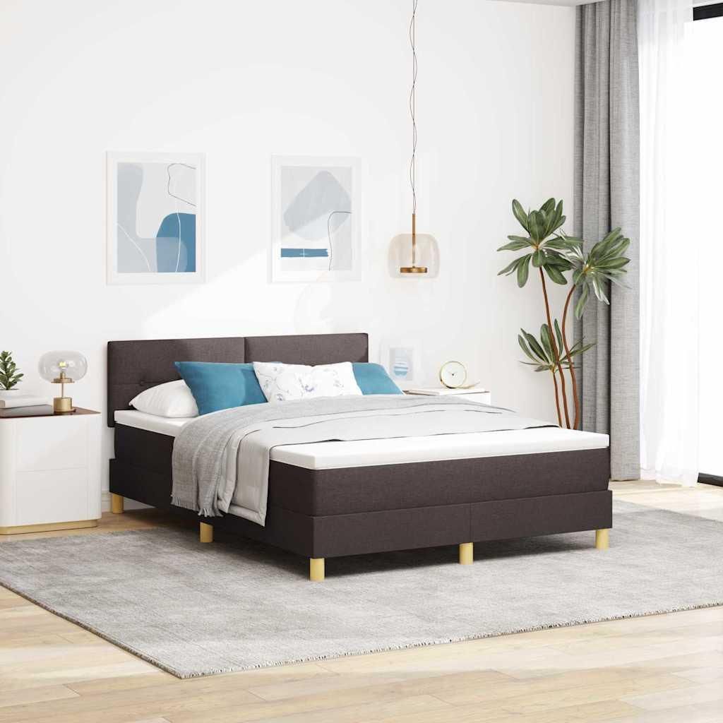 Maison Exclusive - LED Boxspringbett mit Kopfteil Dunkelbraun 160 x 200 cm Stoff