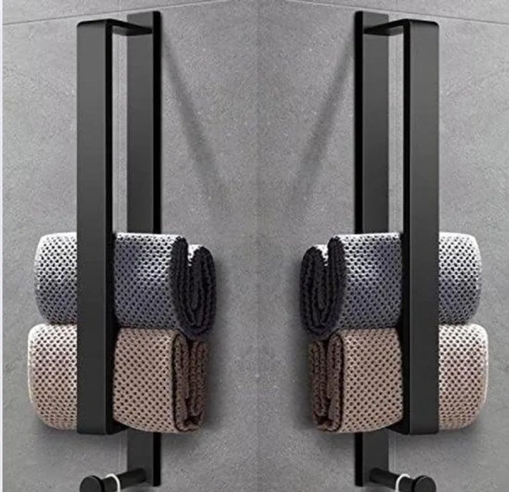 Porte-serviettes autocollant inox avec crochet pour salle de bain 40cm