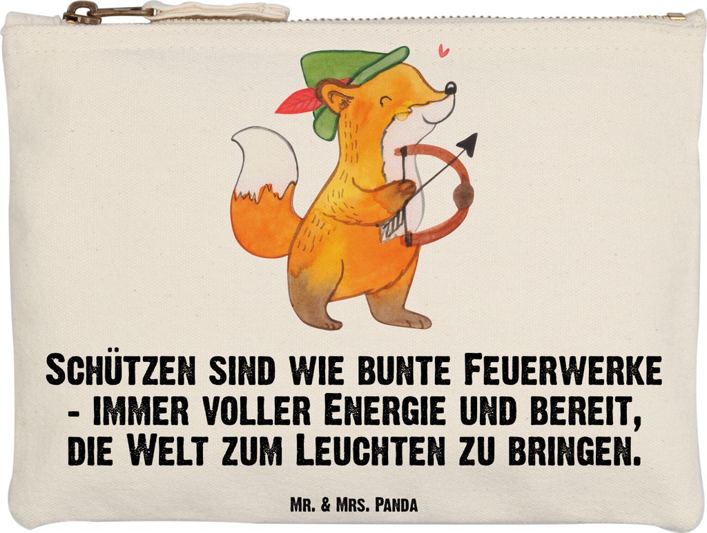 Mr. & Mrs. Panda Pouch Schütze Astrologie Grösse XL Große - Weiß - Geschenk, Kosmetikbeutel, Geburtstagsgeschenk, Sternzeichen, Schminktasche, ...